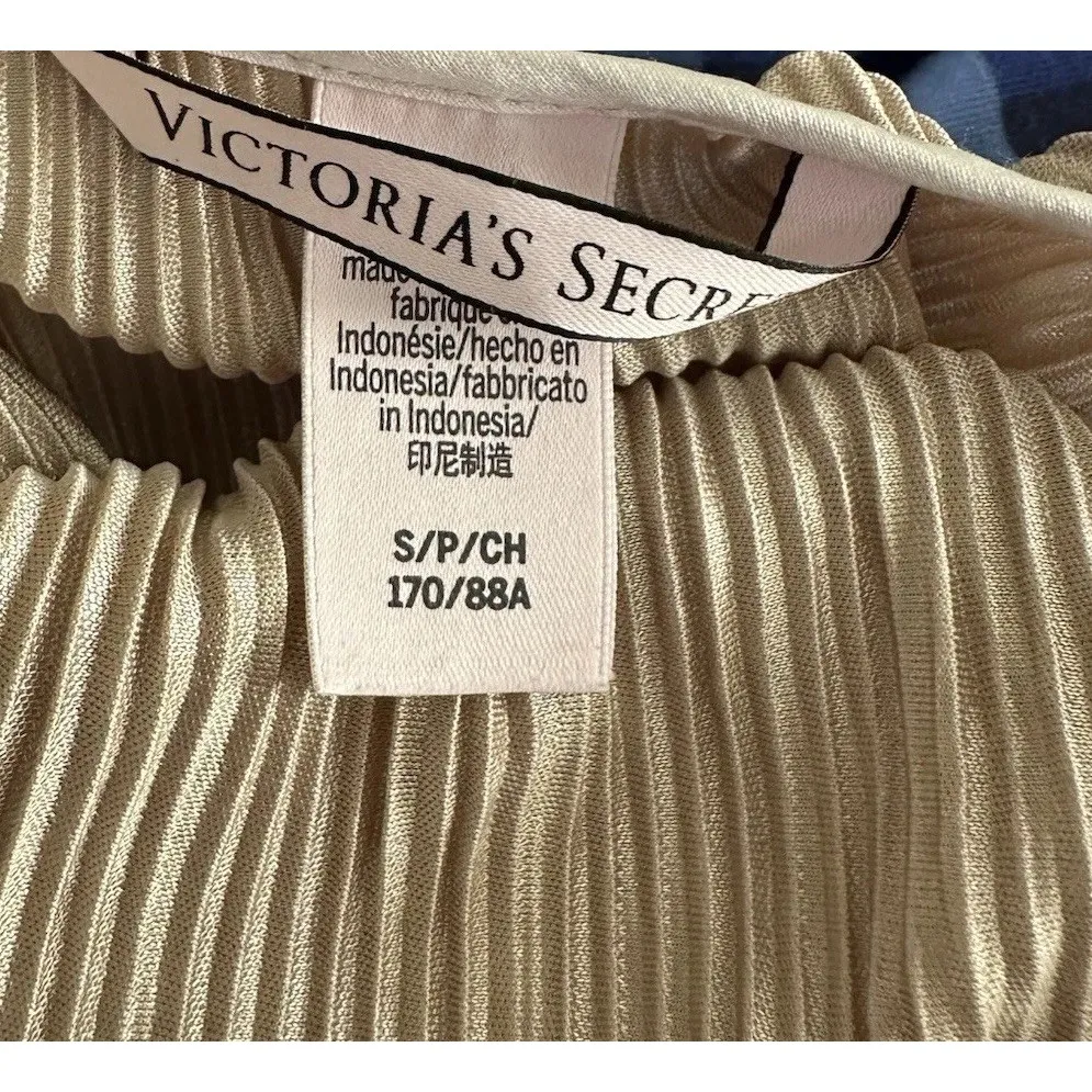 Victoria's Secret‎ Gold V Neck Plisse Romper Small Fairytale Metallic Fantasy - Image 6