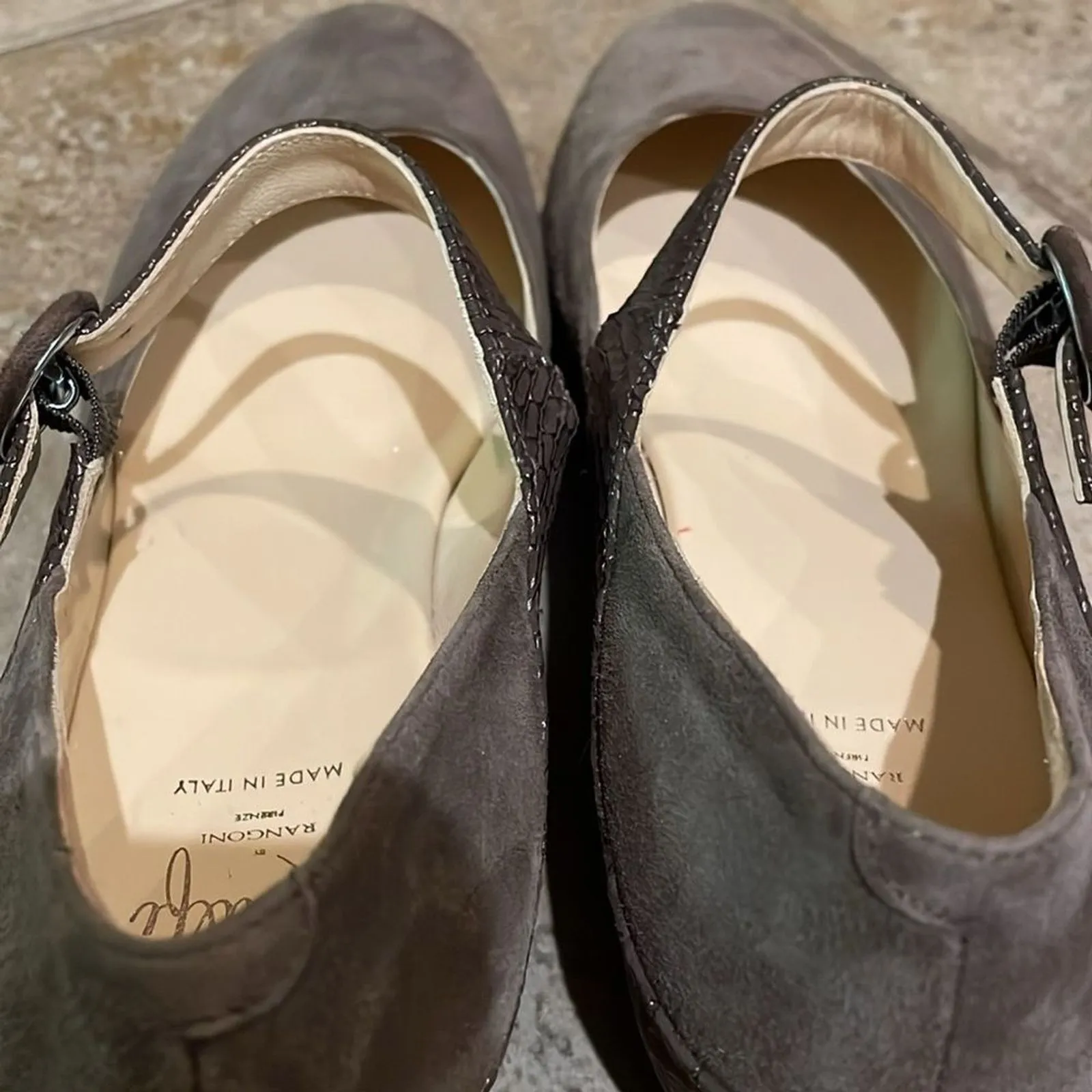 Amalfi by Rangoni Taupe Brown Suede Leather Wedge Mary Jane Shoe Womens 8.5N Size 8.5 - Image 7