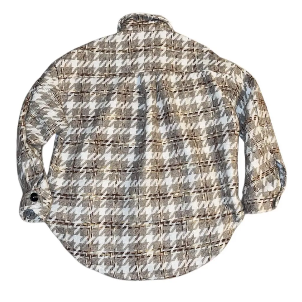 Listicle Houndstooth Utility Jacket - Brown and White - Image 2