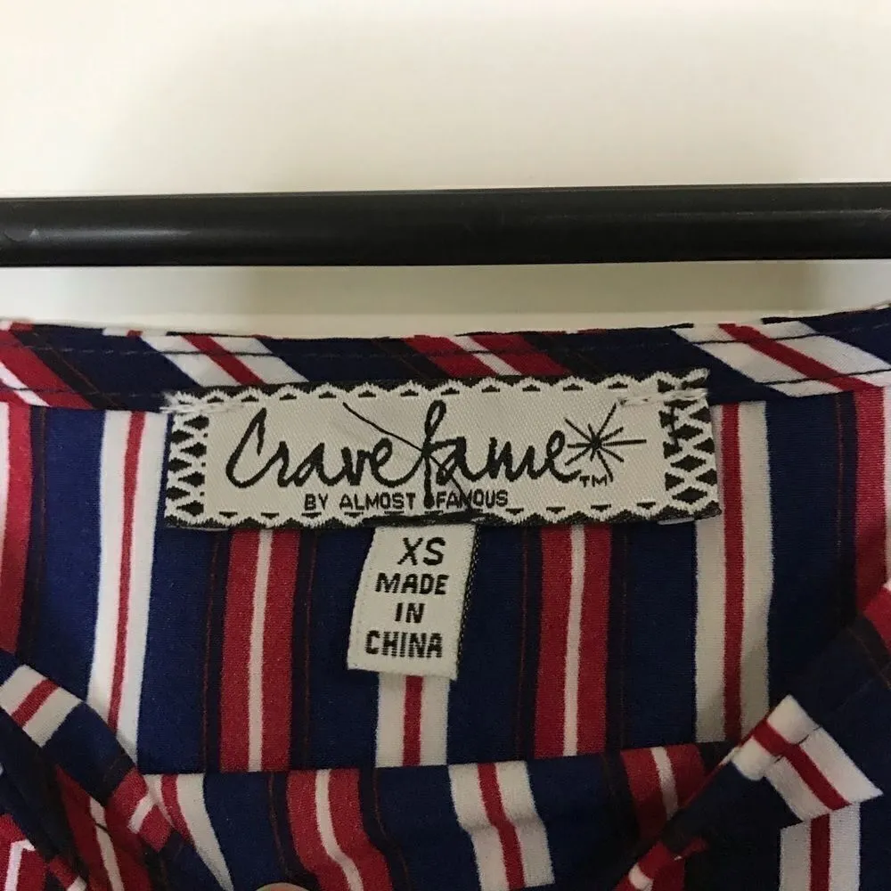 Almost Famous Red Navy Striped Cold shoulder Top - Image 4