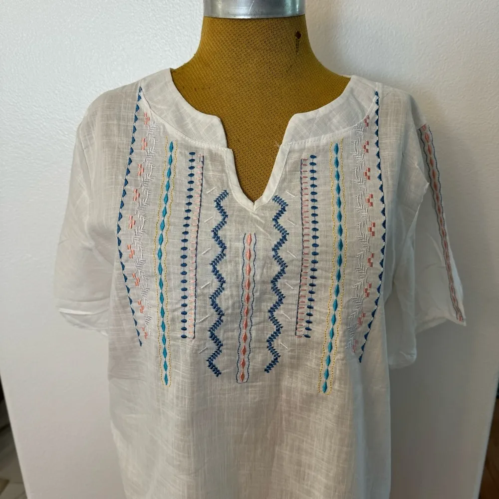 New Summer Women Embroidery Cotton Hemp T - Image 2