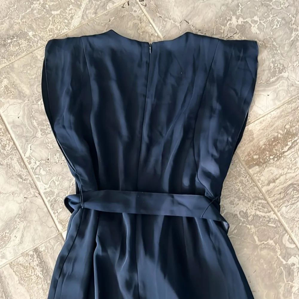 NEW Eliza J Flutter Sleeve Crepe Wide Leg Jumpsuit in Navy, Size 16 NEW w/o Tag - Image 8