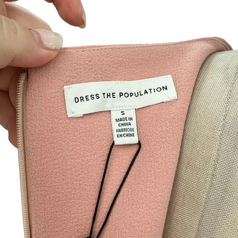 Dress‎ the Population Elle Sweetheart Neck Sheath Midi Dress Blush Pink Small - Image 14