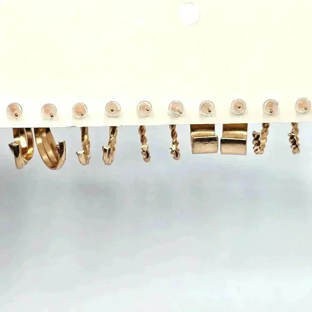 Gold Hoop Dangle Stud Earring Set of 5 Fashion‎ Jewelry NWT #E200 - Image 4