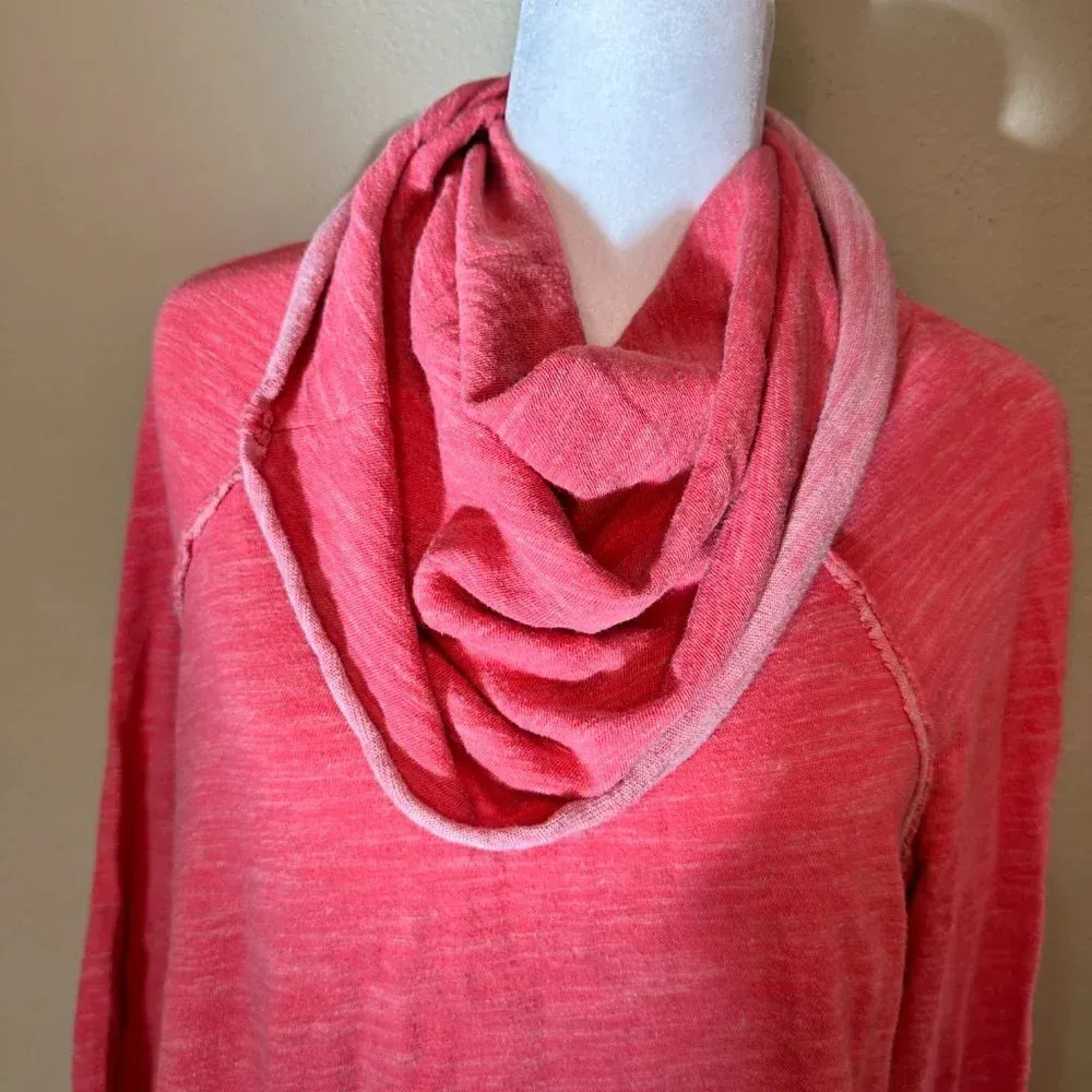 FREE PEOPLE BEACH Cowl Neck Two Tone Tunic Top Long Sleeve - Medium - Image 3