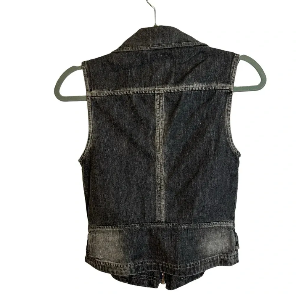 Truth and Pride Black Denim Moto Vest - Image 2