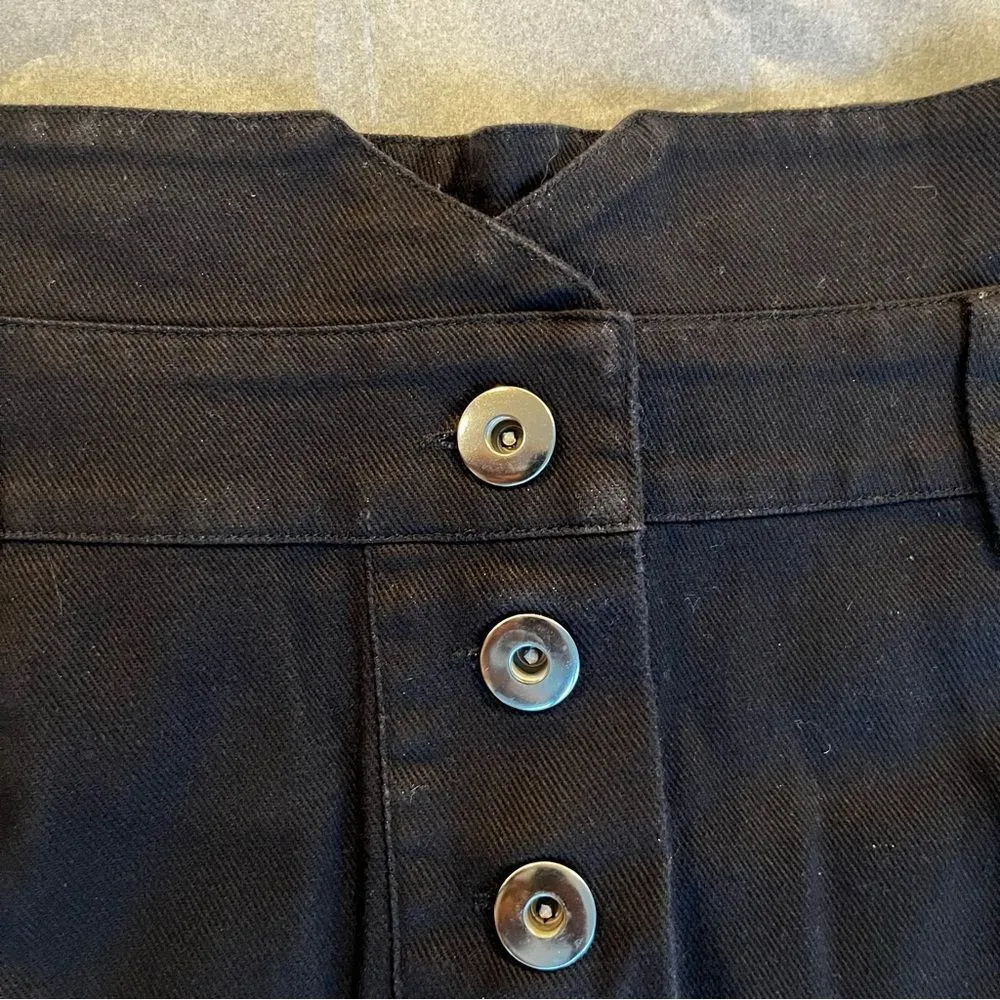 New Mi Ami Black Jean Denim Button Front Mini Skirt Sz M Women’s - Image 3