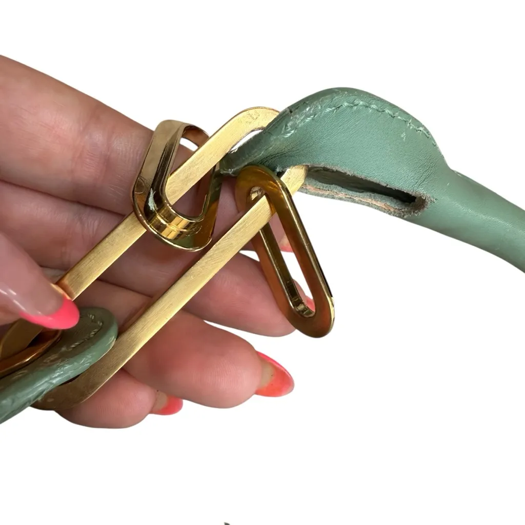 Jimmy Choo Tulita Shoulder Bag Sage Green Leather Chunky Buckle‎ Front Summer - Image 11