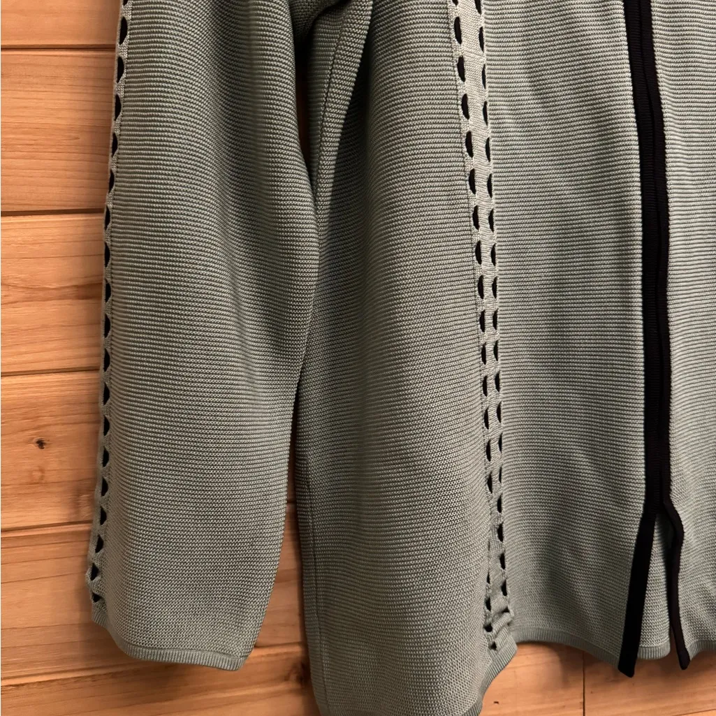 Vintage Exclusively Misook Size 2X Full Zip Acrylic Green Blue Cardigan - Image 5