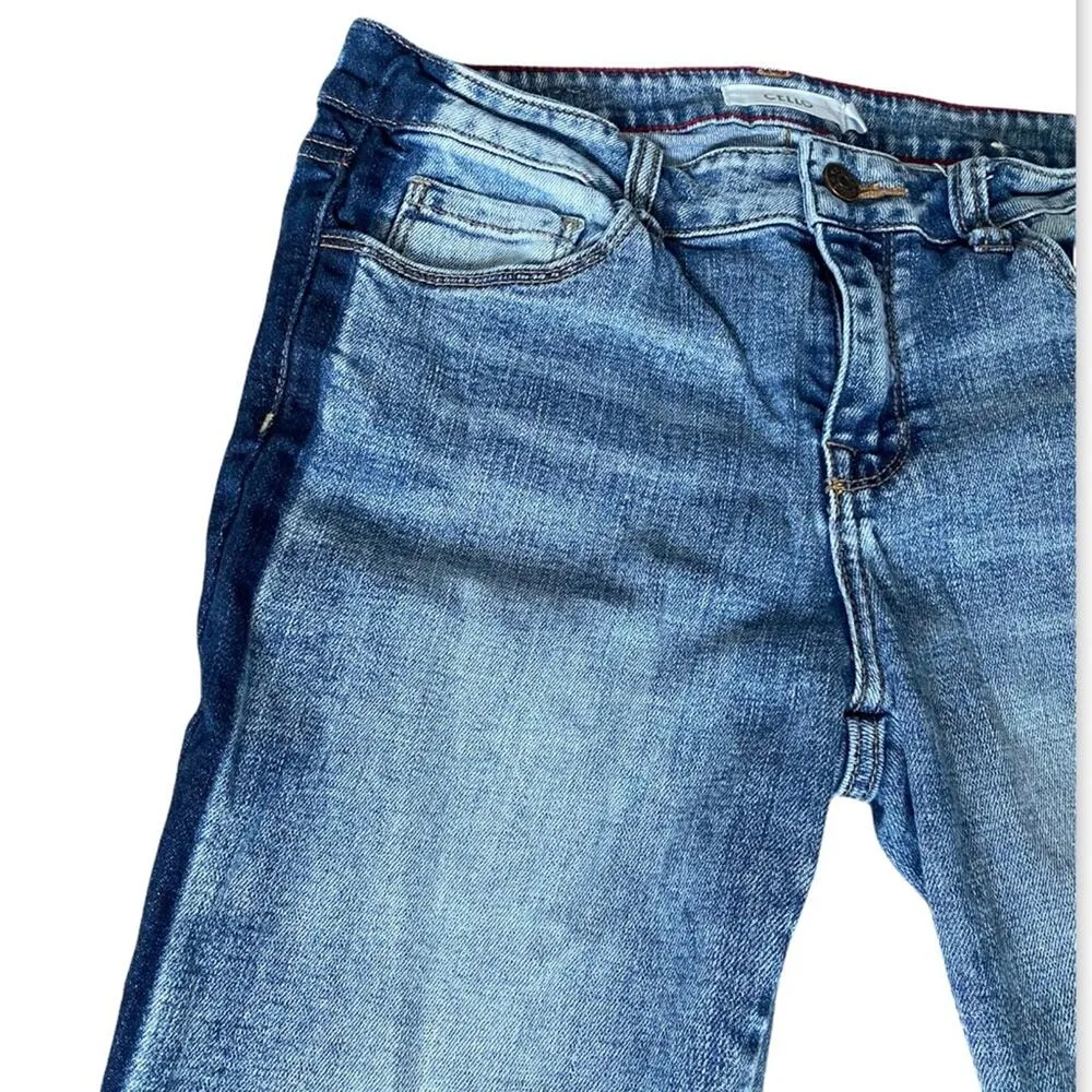 Cello Blue Side Stripe Straight Leg Crop Jeans Sz 7 - Image 3