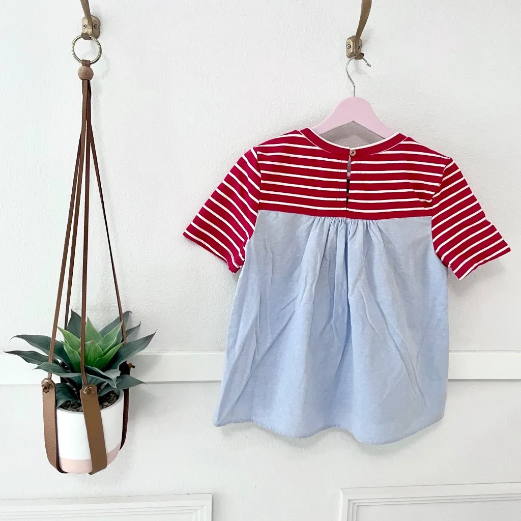 Anthropologie Elias Striped Top Red White Blue Peplum Short Sleeves XS Boho - Image 3