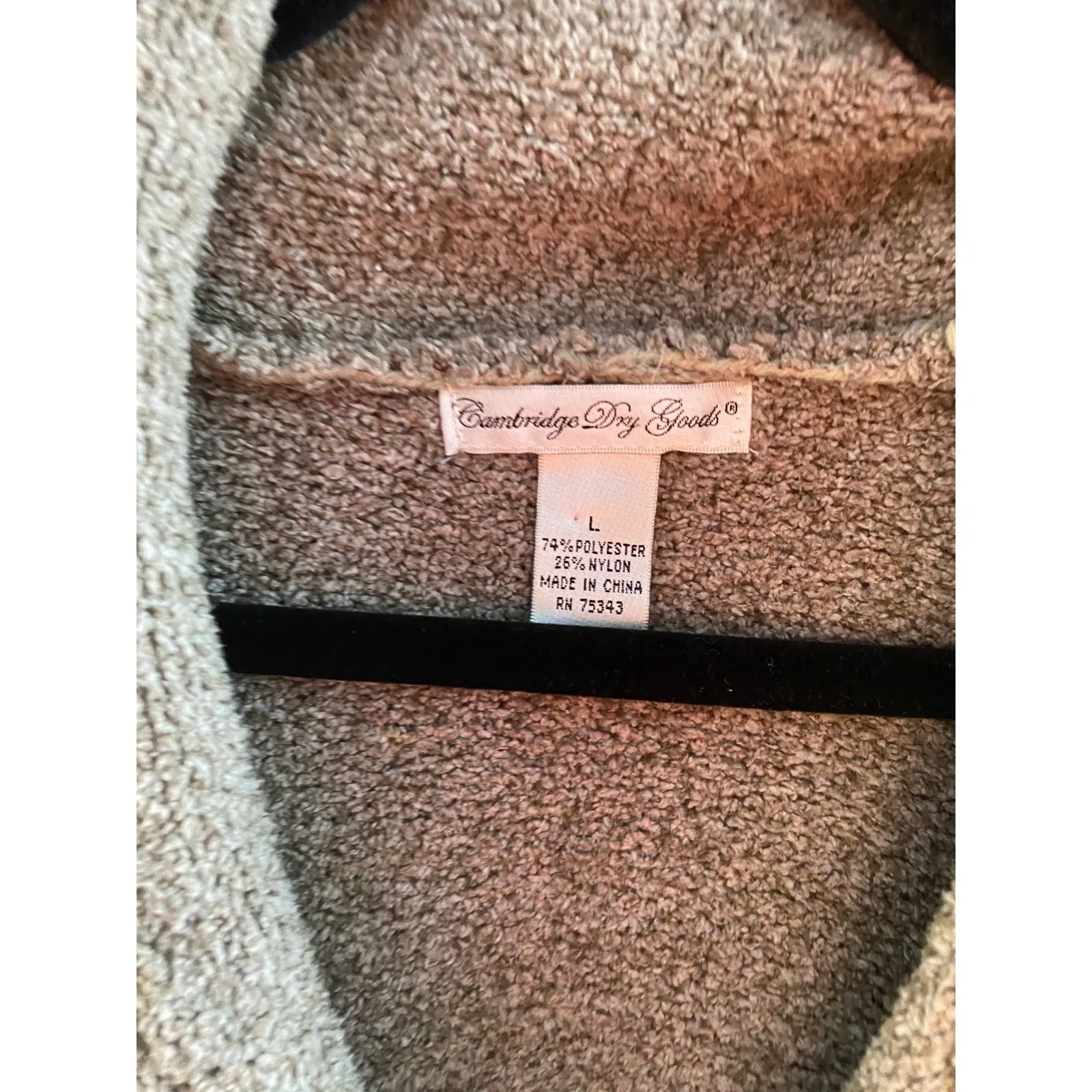 Vintage Y2K Shawl Collared Boucle Knit Green Cardigan Sweater Large Heritage Tan - Image 4