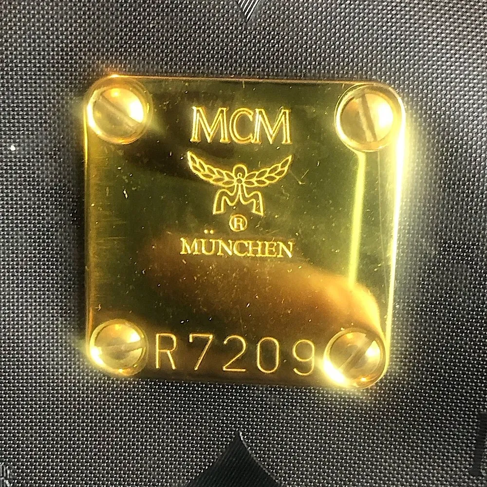 VINTAGE MCM Black Visetos Boston Top Handle Hand Bag MADE IN GERMANY - Image 2