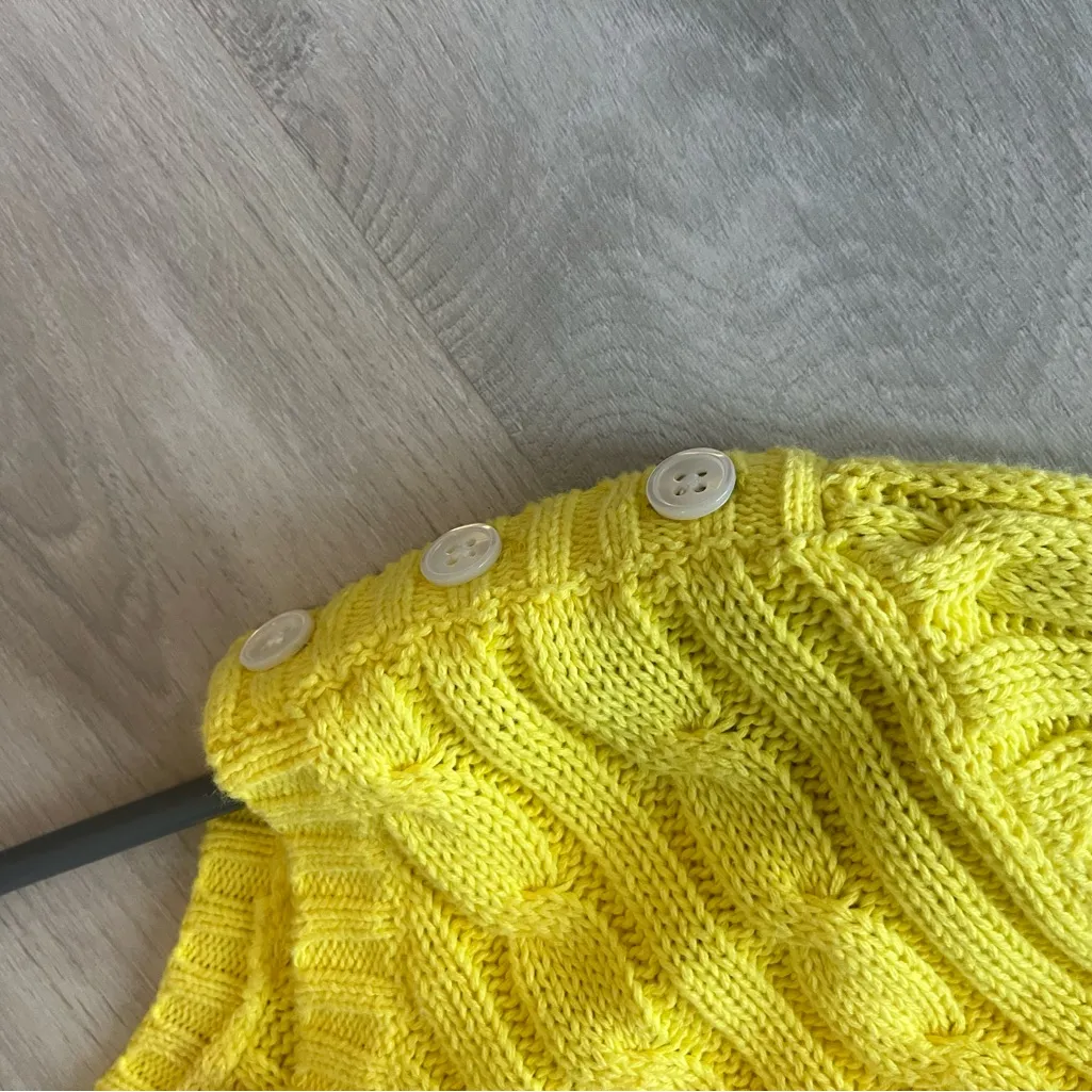 Lands' End Women's Yellow Cable Knit Sweater - Image 6