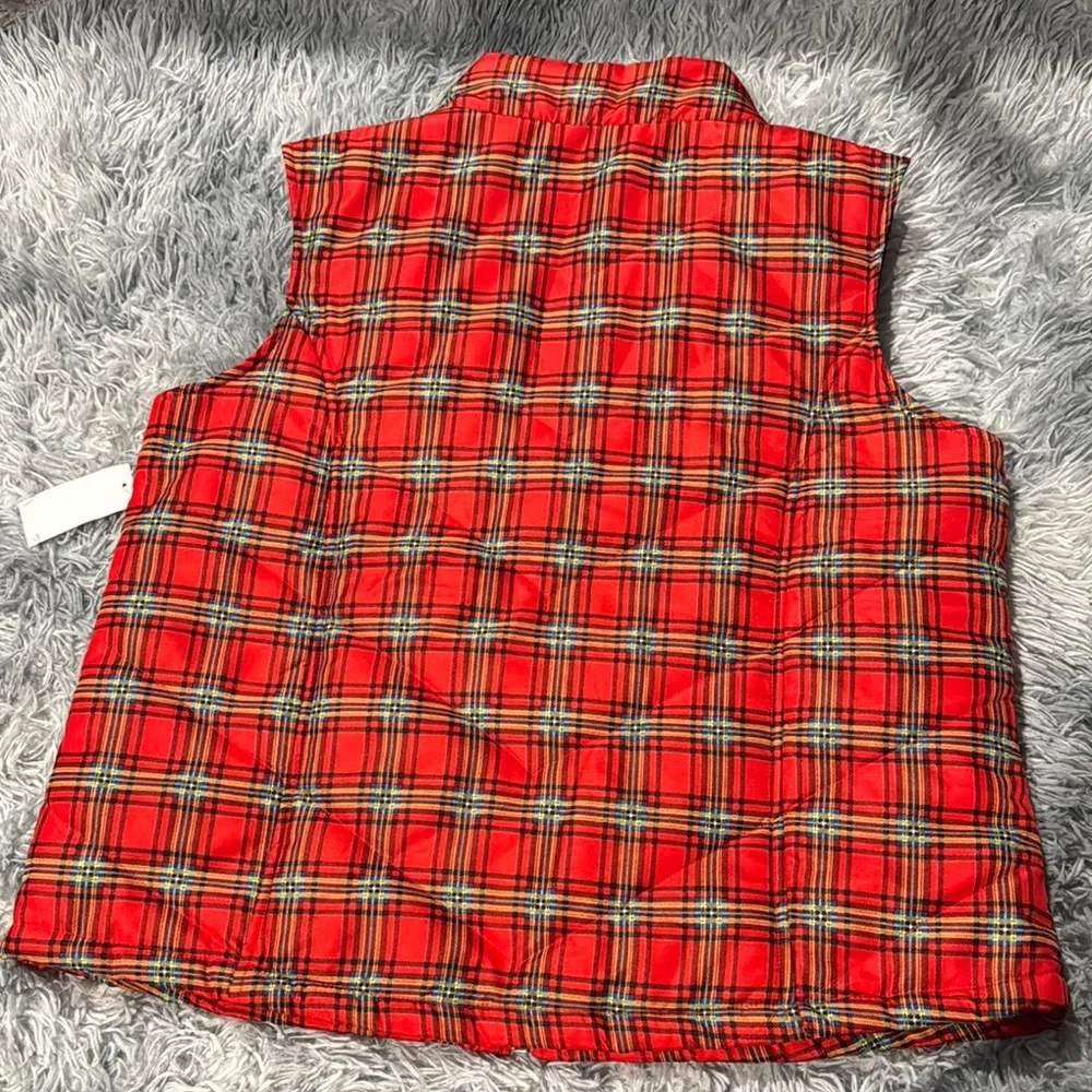 Laura Scott Red Plaid Vest - Image 5