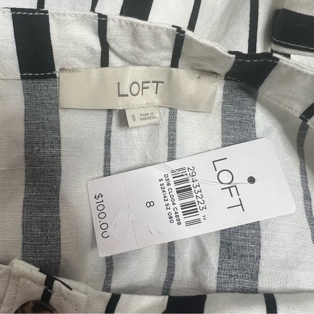 NWT Loft Striped Strappy Jumpsuit Linen Whisper White Size 8 - Image 8