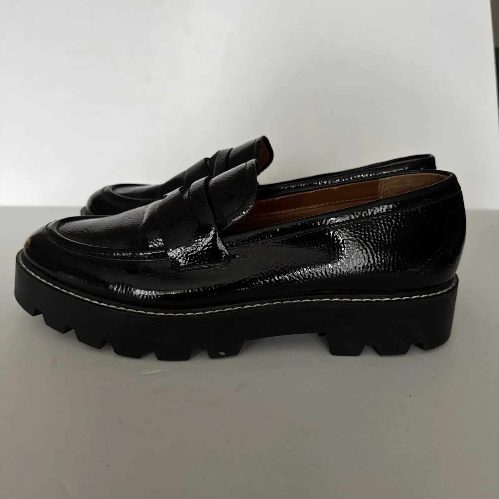 Franco Sarto Bazel Penny Loafers Womens Embossed Faux Patent‎ Leather Black 10 M - Image 5