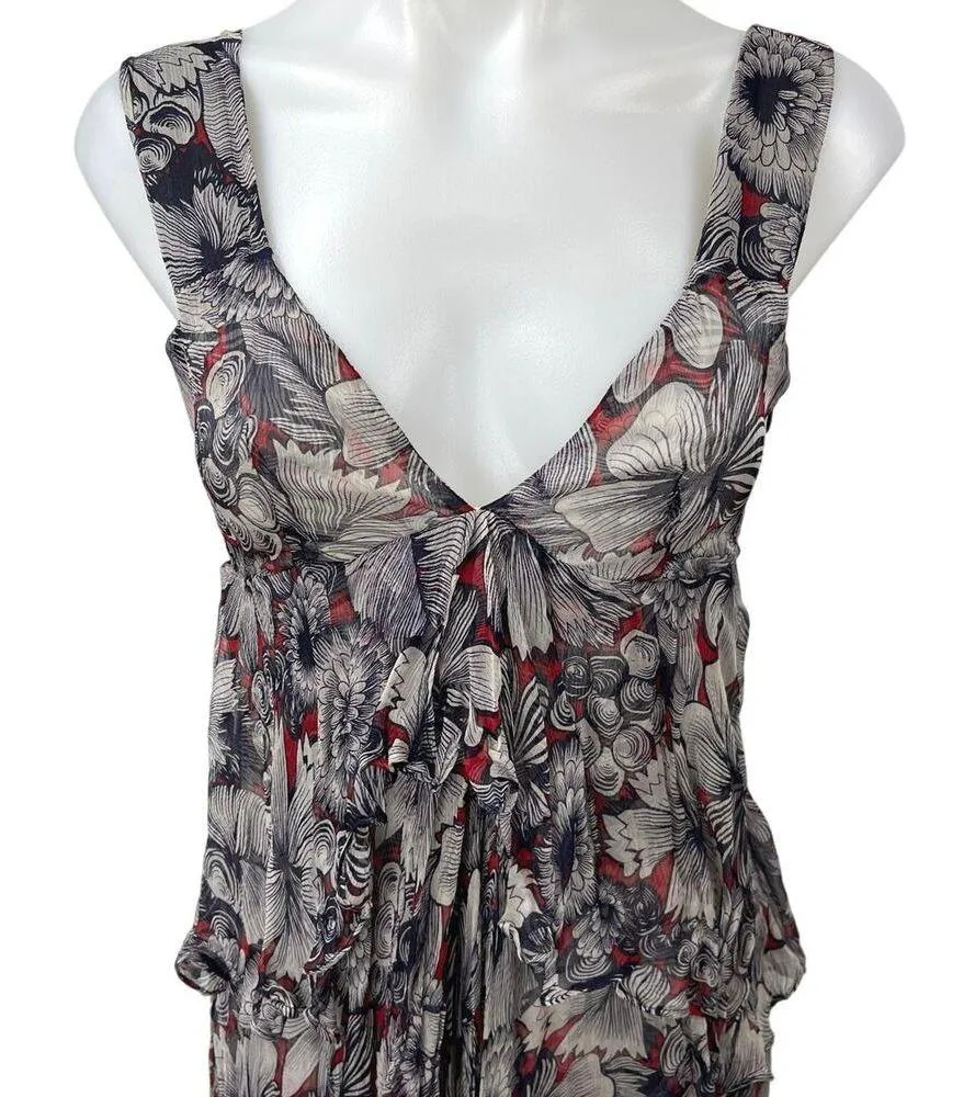 Jorya Women's Multicolor Sleeveless Floral V Neck Back Tie Hi - Image 3