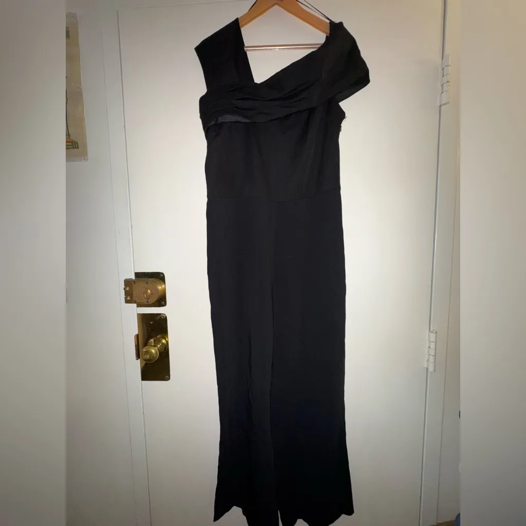 REISS PERLA Off Shoulder Pleated Asymmetrical Tailored JUMPSUIT US 10 UK 14 - Image 6