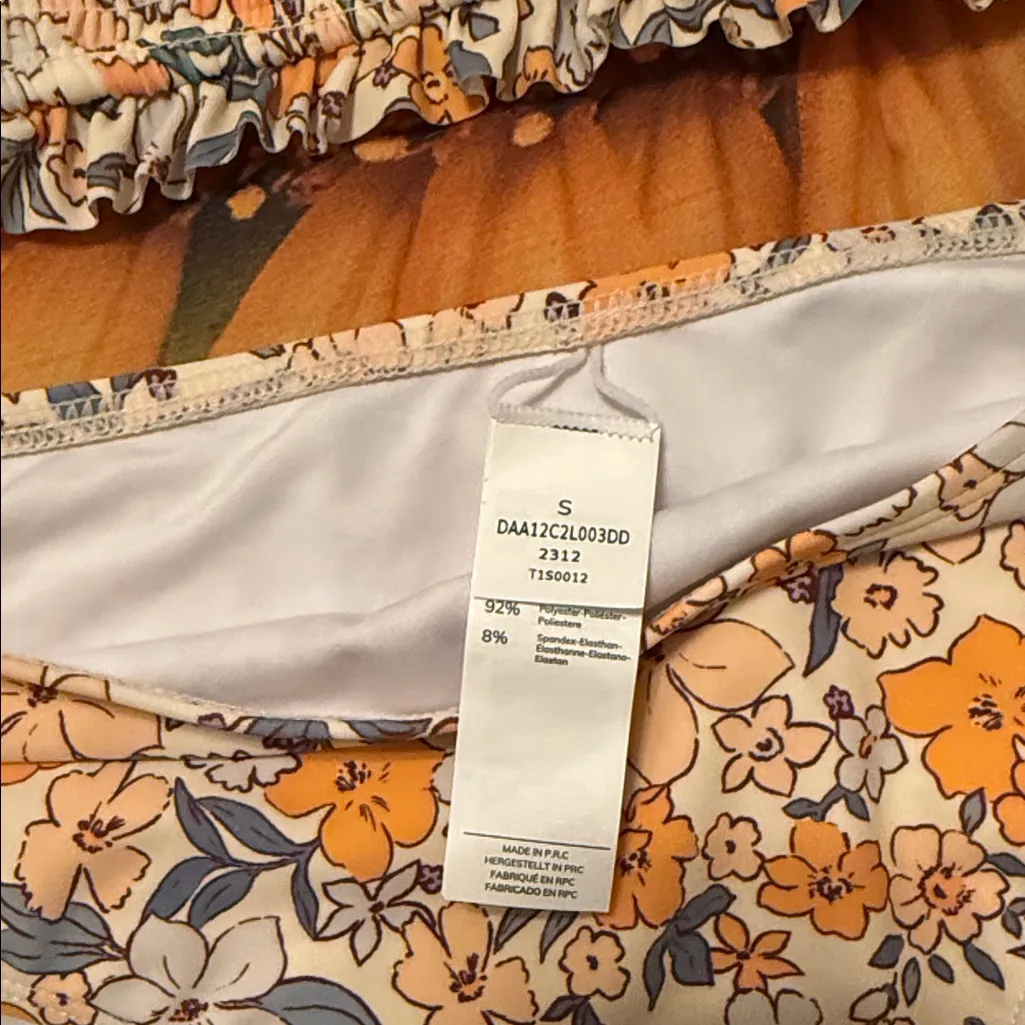 Cupshe Floral Bikini Set - Cream,  Orange and Green - Image 4