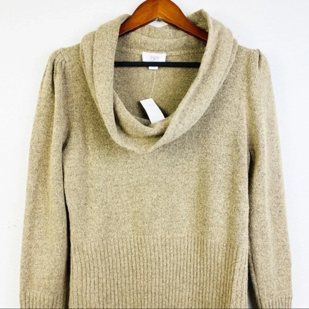 Ann Taylor LOFT Glitter Metallic‎ Thread Cowlneck Turtleneck Sweater Size Large - Image 5