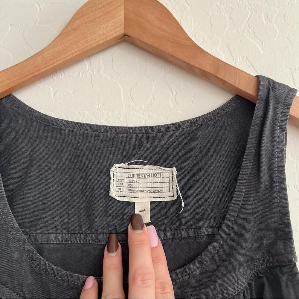 Current Elliott Ruby Short Romper Washed Black Drawstring Waist Cargo - Image 8