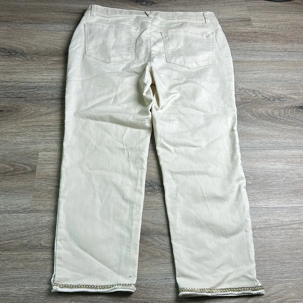 Democracy “Ab” Technology High Rise Vintage Skinny Cream Jeans Size 16 - Image 11