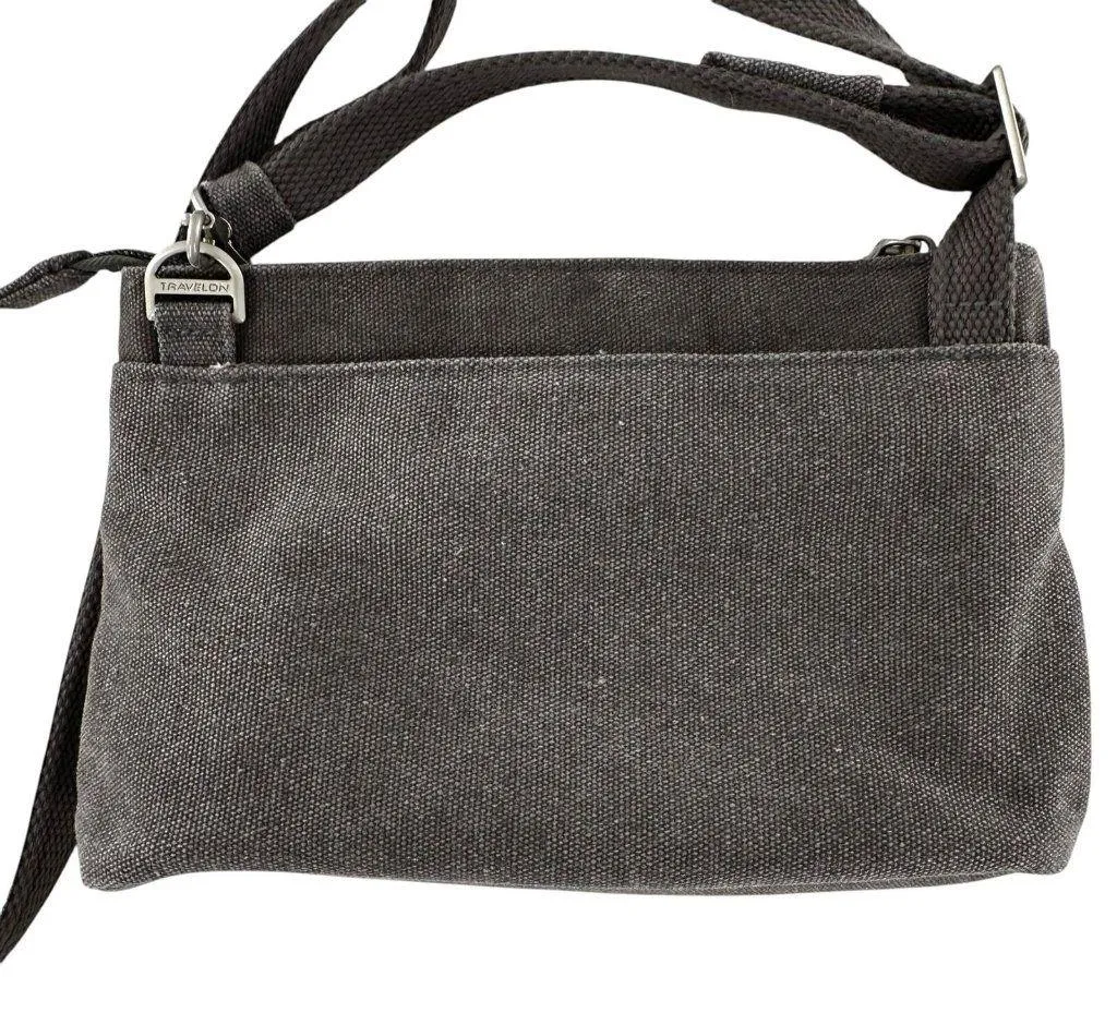 TRAVELON Anti-Theft Security Crossbody Bag in Gray Canvas - Image 2