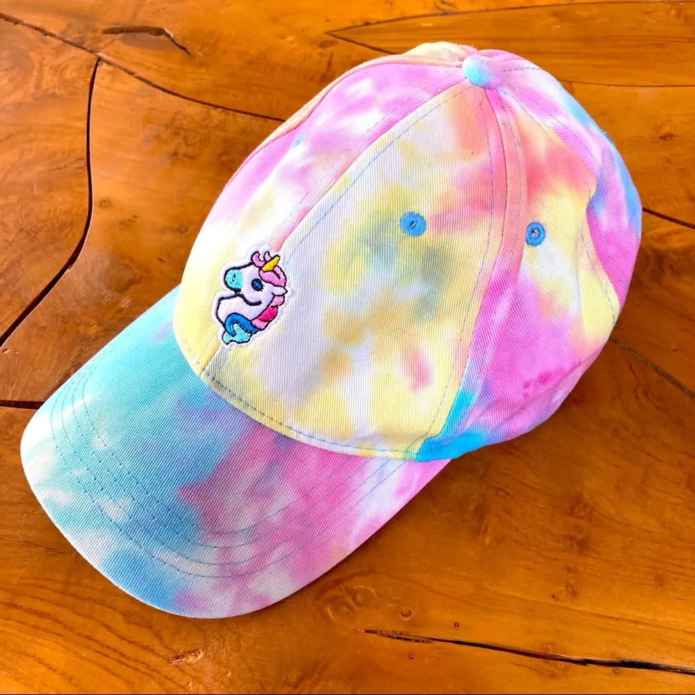 Unicorn Tie Dye Hat Rainbow Colorful Cotton Candy Pink - Image 3