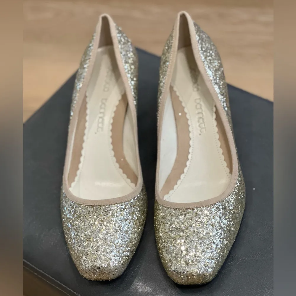 Vintage Jessica Bennett Silver Sparkly Heels Size 9 Square Toe Glam Y2K Party - Image 4