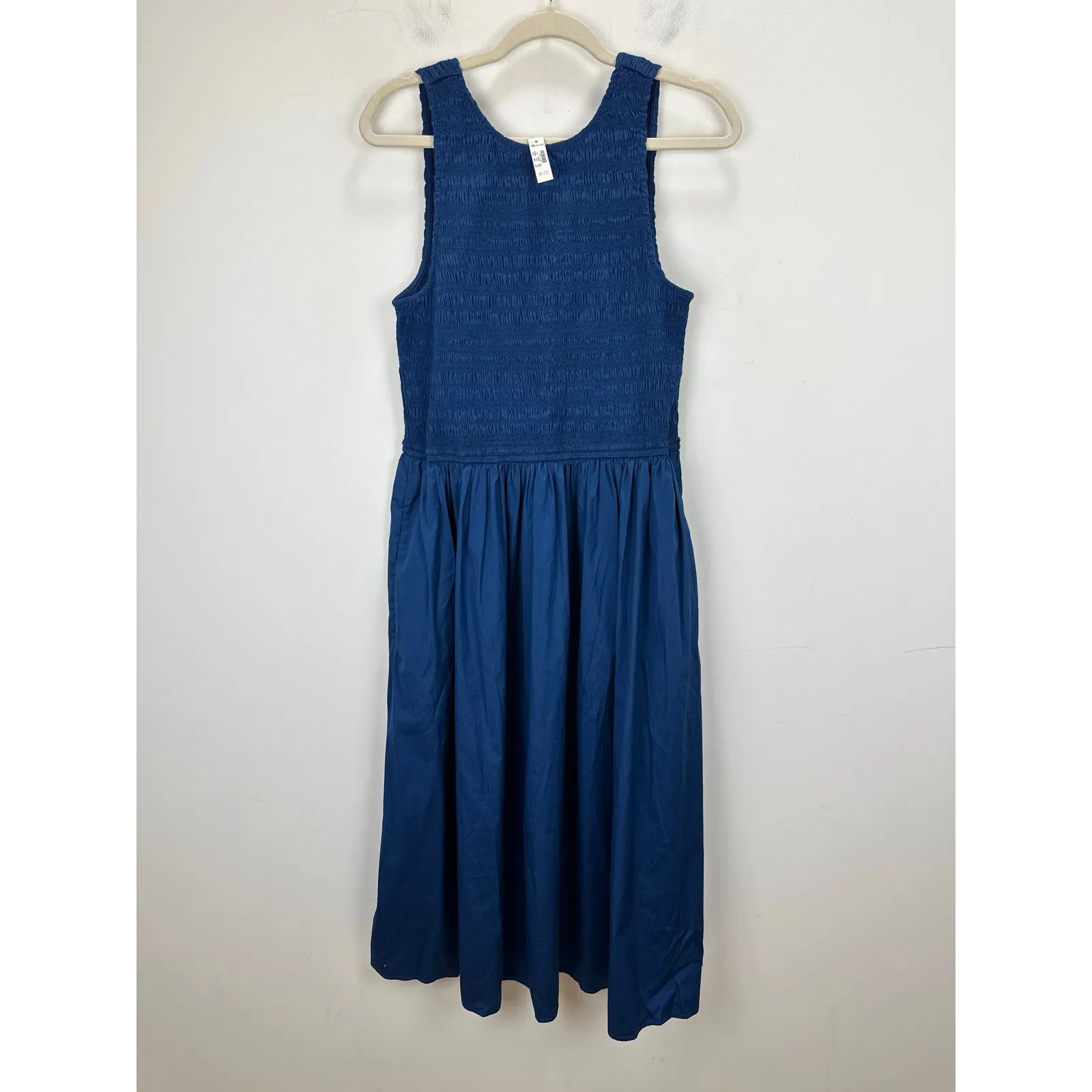 Madewell The Petite Melody Scoopback Smocked Midi Dress Blue Moon Large NWT - Image 8