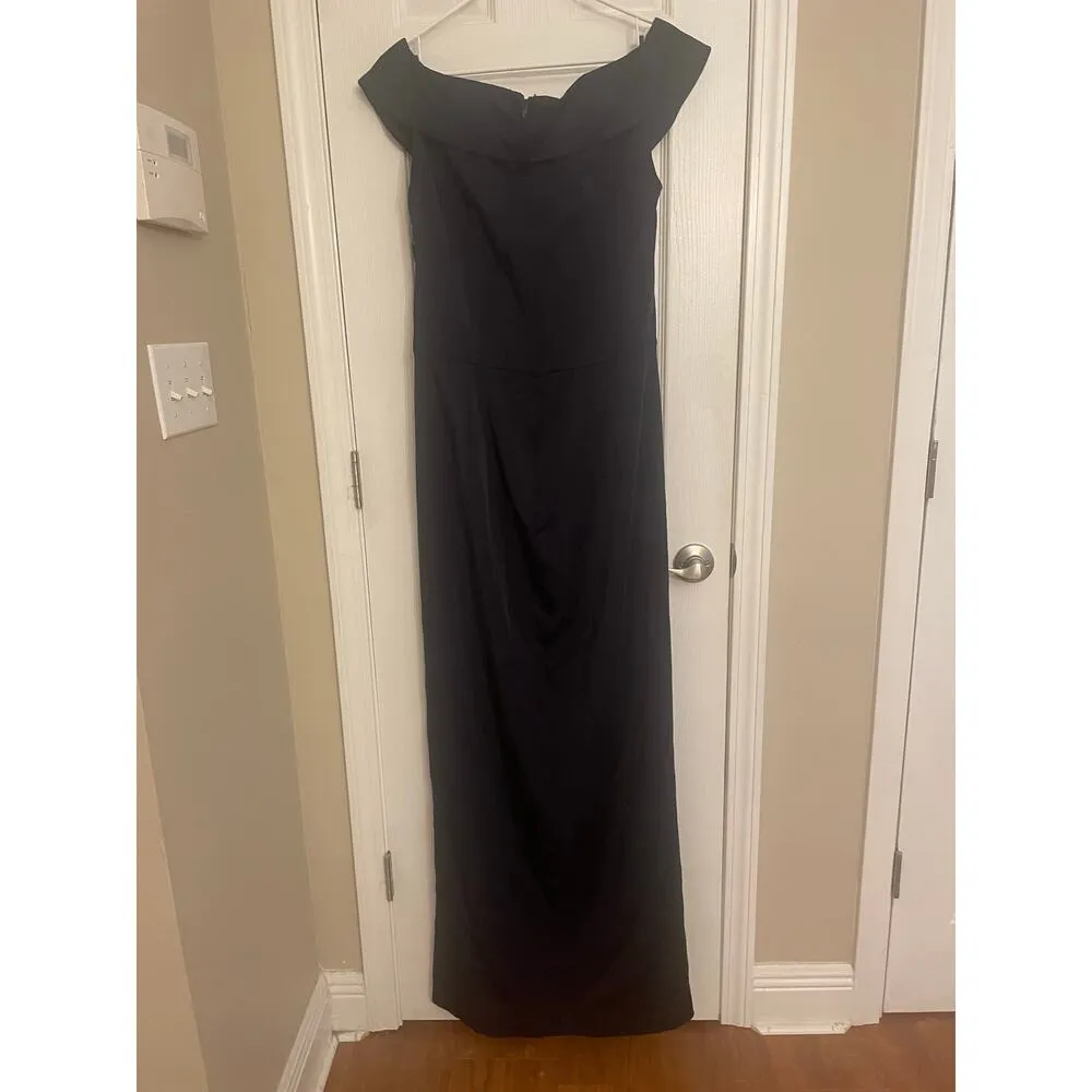 La Femme Navy Off the Shoulder Dress, Size 14, A61 - Image 10