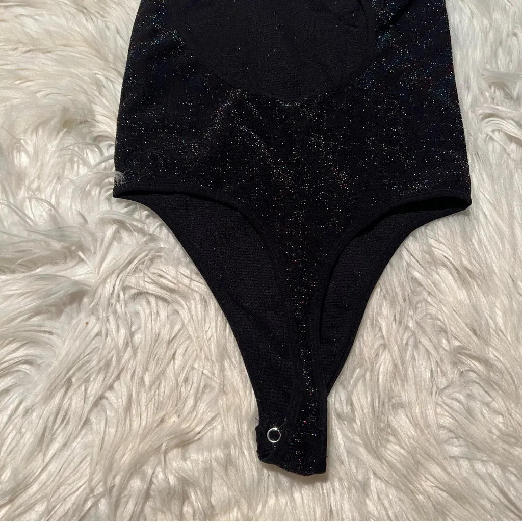 One Shoulder Lurex Bodysuit Black Metallic Rainbow - Image 6