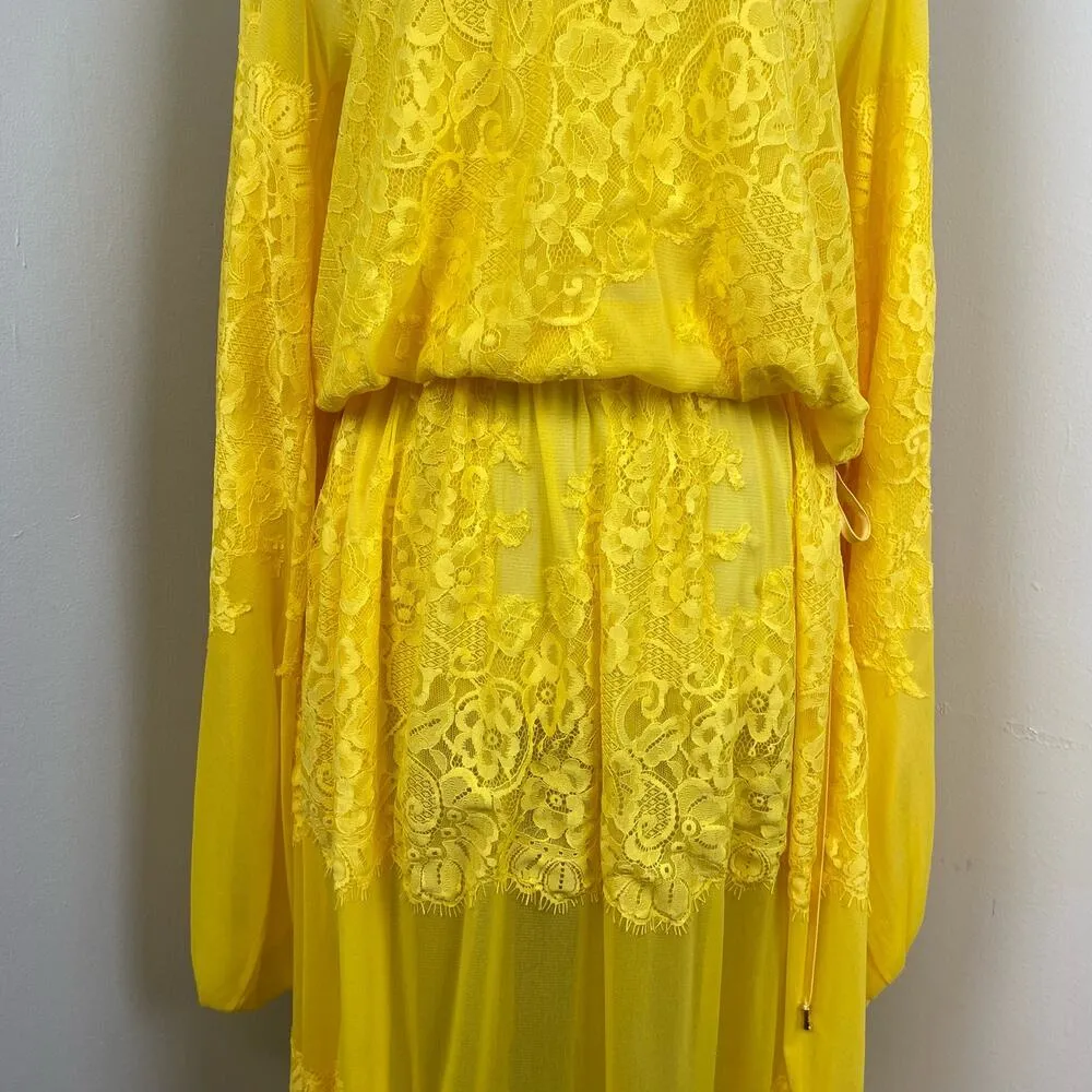 We Are HAH Royal HAHness Lemon Drop Lace Boho Long Sleeve Maxi Dress XS - Image 5