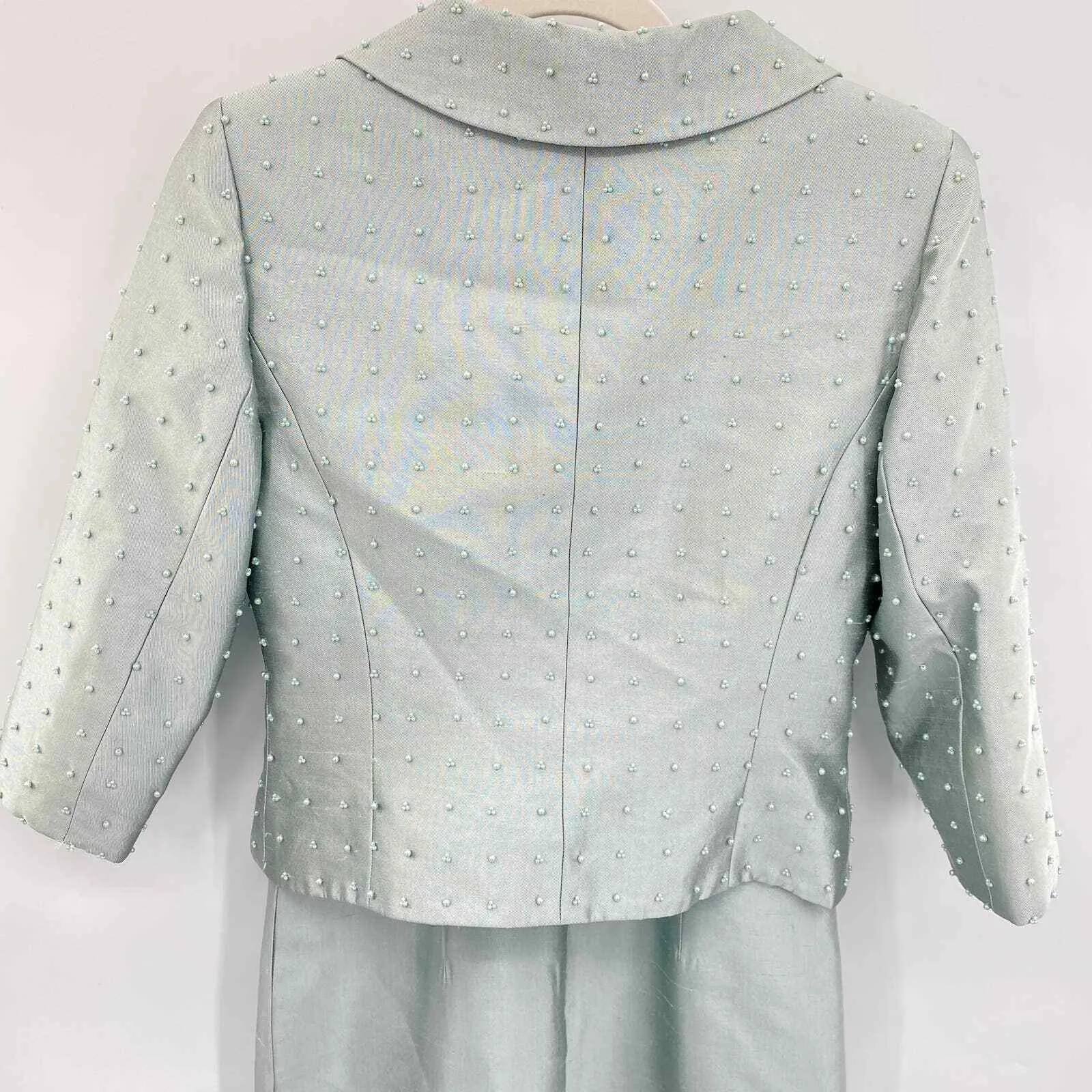 Vintage Montage Collection by Mon Cheri Mother Bride Dress‎ Set sz 4 Green Silk - Image 4