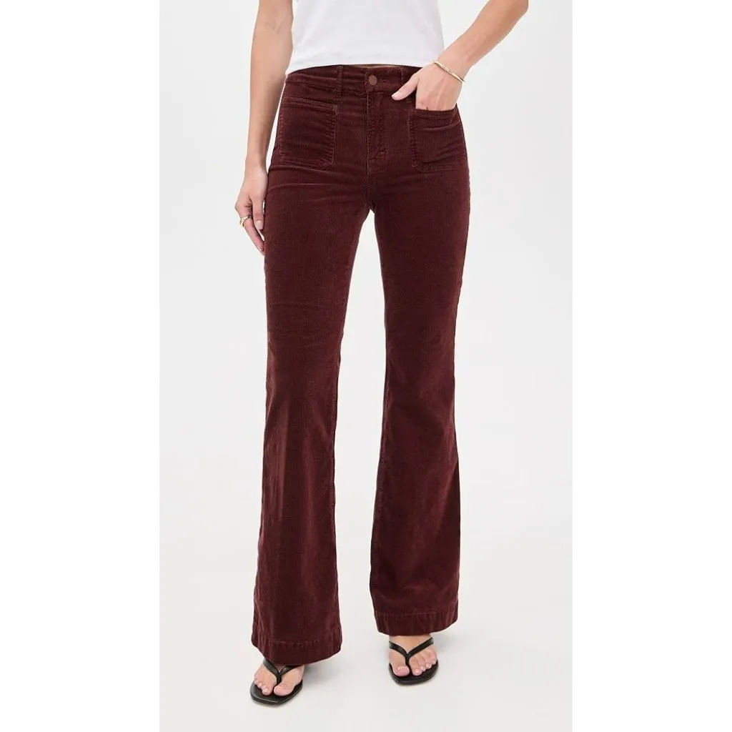PAIGE Sasha Pants in Dark Oxblood 27 New Womens Corduroy Trousers Jeans - Image 12