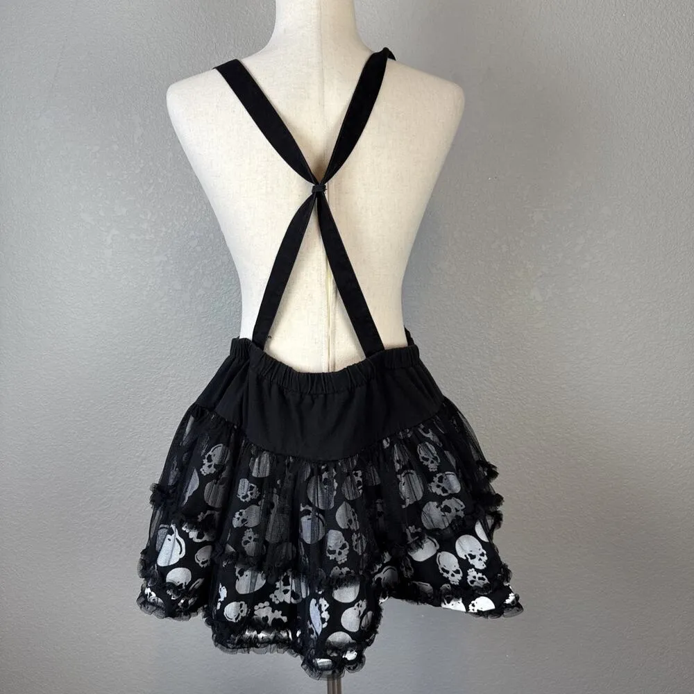 Tripp NYC Suspenders Skull Mini Skirt Size XXL Black White Tulle Ruffle Goth - Image 7