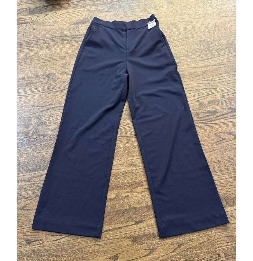 Kate Young x Splendid Wide Straight Leg Pants Navy Size 8 Wool Blend Career City - Image 3