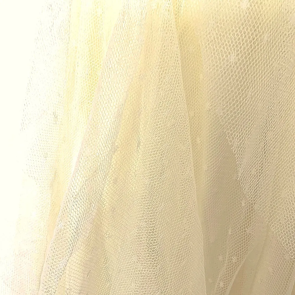 Arula Cream Yellow Chic Polkadot Ruffle Tulle Skirt. - Image 4