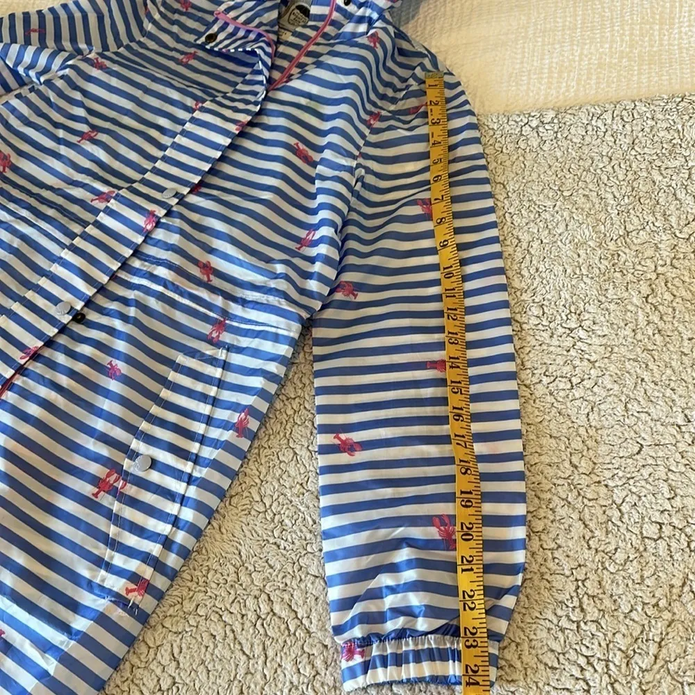 Joules Women's 6 Longline Rain Jacket Blue Stripe Lobster Print Preppy Nautical - Image 14