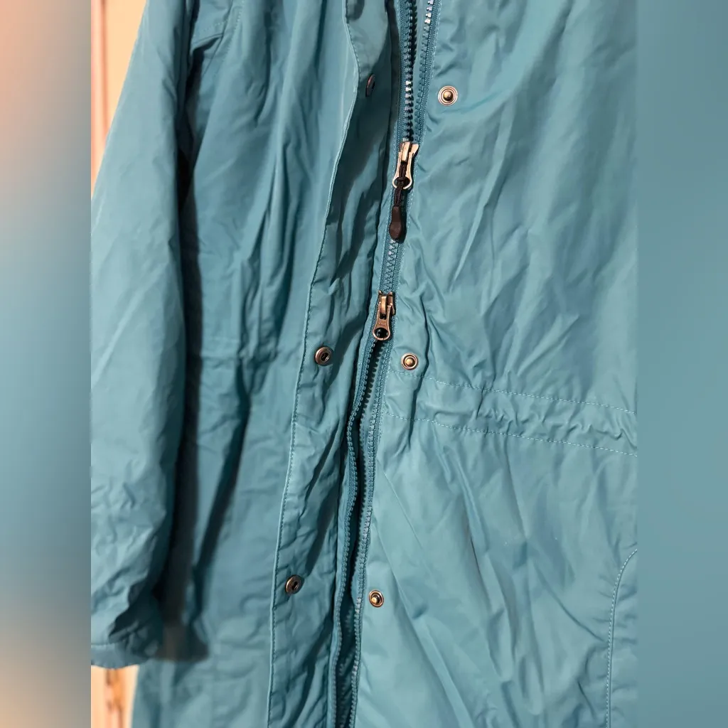 Women’s LL Bean Teal Blue/Green Fleece Lined Zip Up Hooded Warmer Winter Coat 1X - Image 6