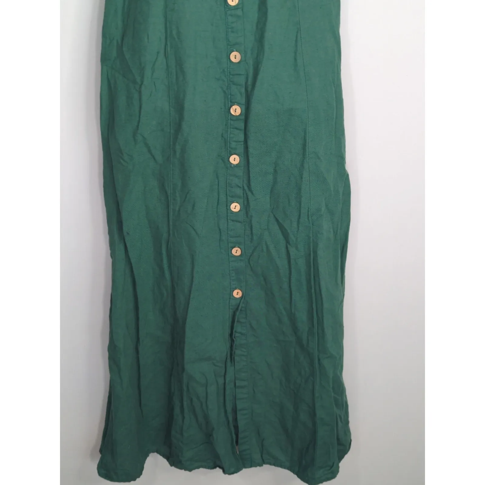 Zara Kelly Green Smocked Linen Blend Maxi Dress‎ Women's Small Cottage Prairie - Image 4