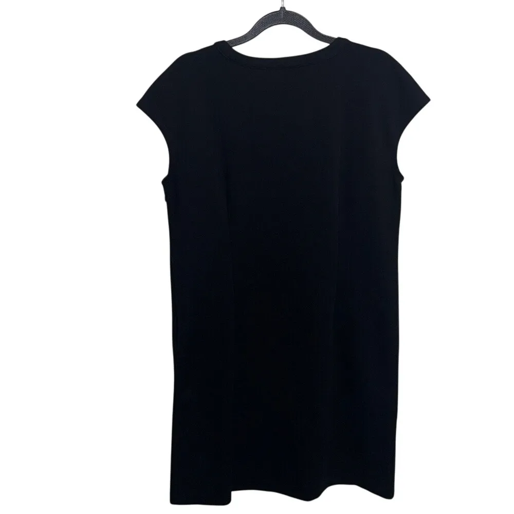 Dana Buchman Black Beaded Neckline Cap Sleeve Shift Dress Womens Size Large - Image 7