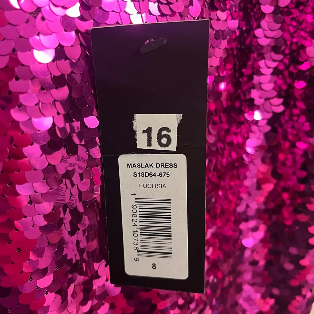 NWT Sachin + Babi Maslak Sequin Flounce Hem Midi Dress Size 8 Pink - Image 13