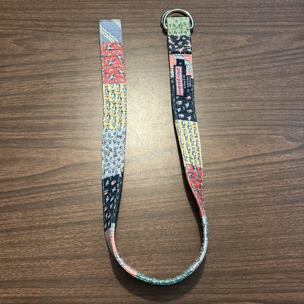 Vineyard Vines Patchwork Belt Small Canvas Pink Blue Nautical Whale - Image 5