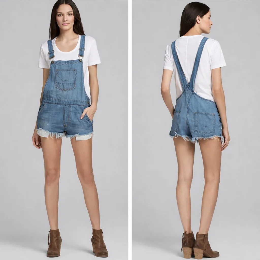 Hudson Denim Florence Shortalls Womens Small Blue Casual Jean Overalls Summer - Image 2