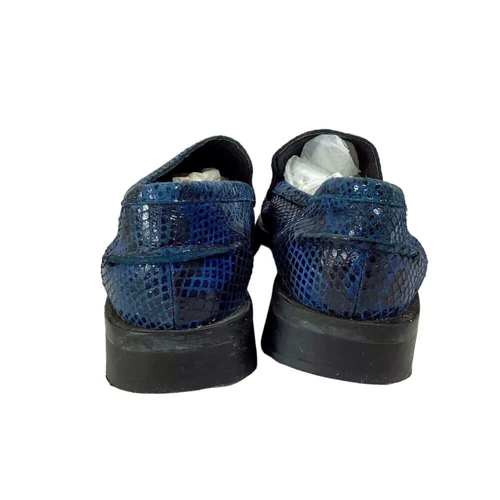 Sam & Libby Blue Snakeskin Loafers - Image 4
