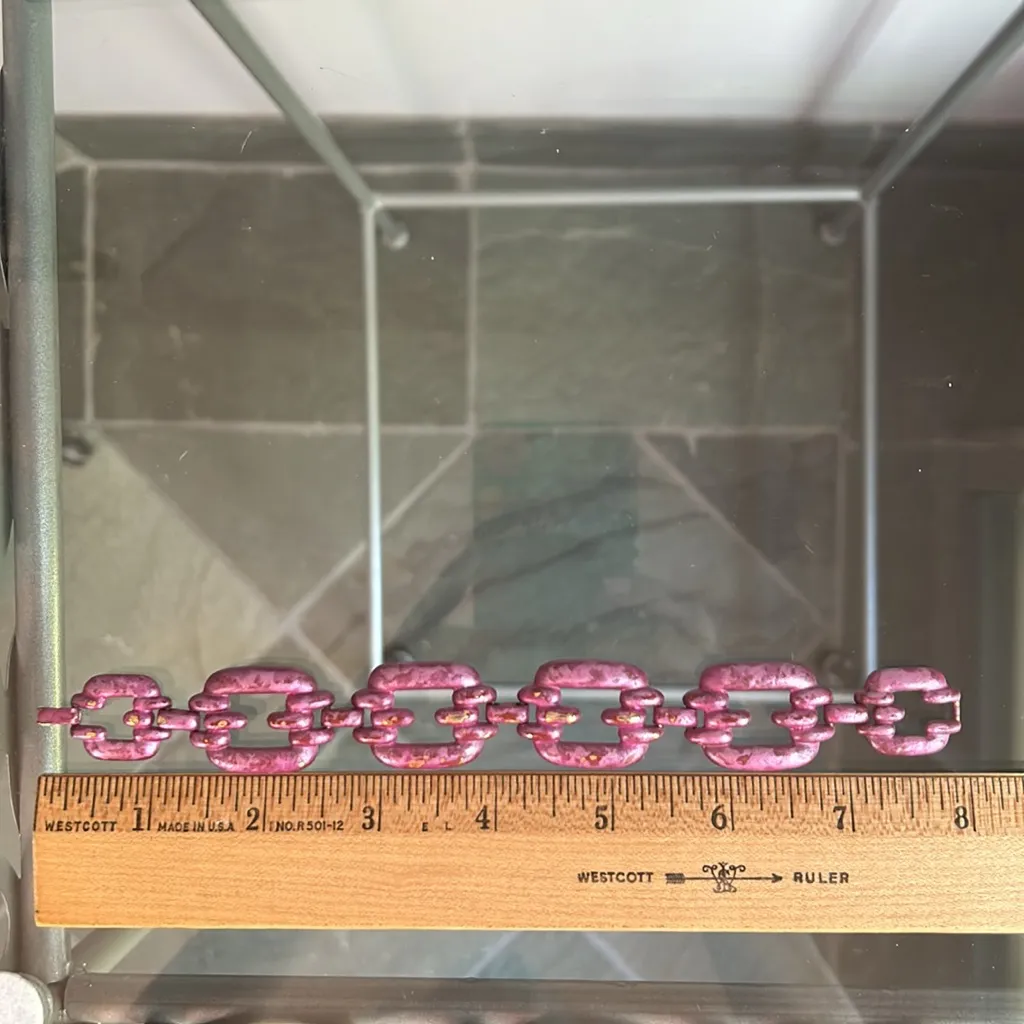 Purple marbleized painted metal link costume jewelry bracelet - Image 8