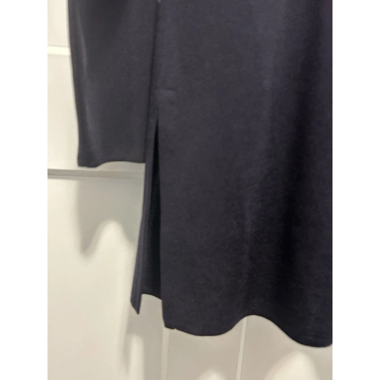 Exclusively Misook Navy Blue Open Front Cardigan Pockets Minimalist City Size XS - Image 5