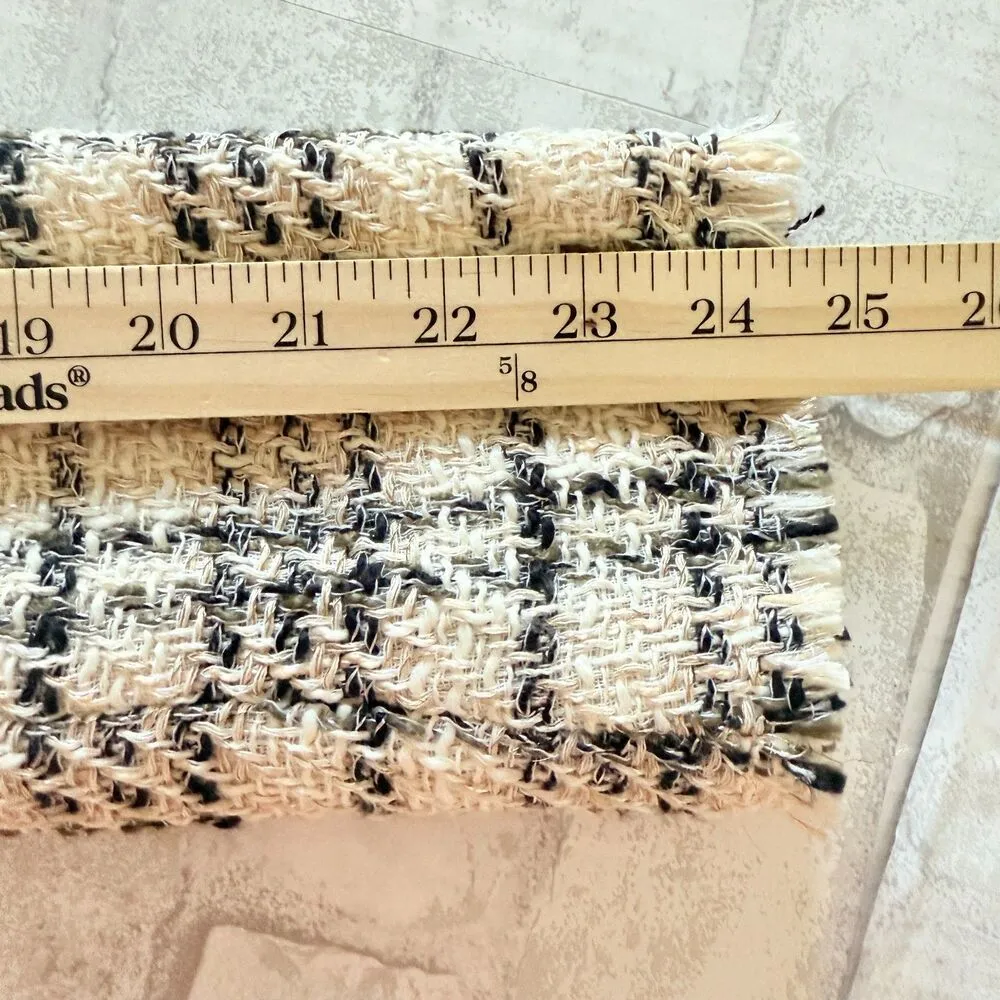 Ellen Tracy Bouclé Frayed Trims Tweed Plaid Preppy Blazer Sz M (Missing Button) - Image 5